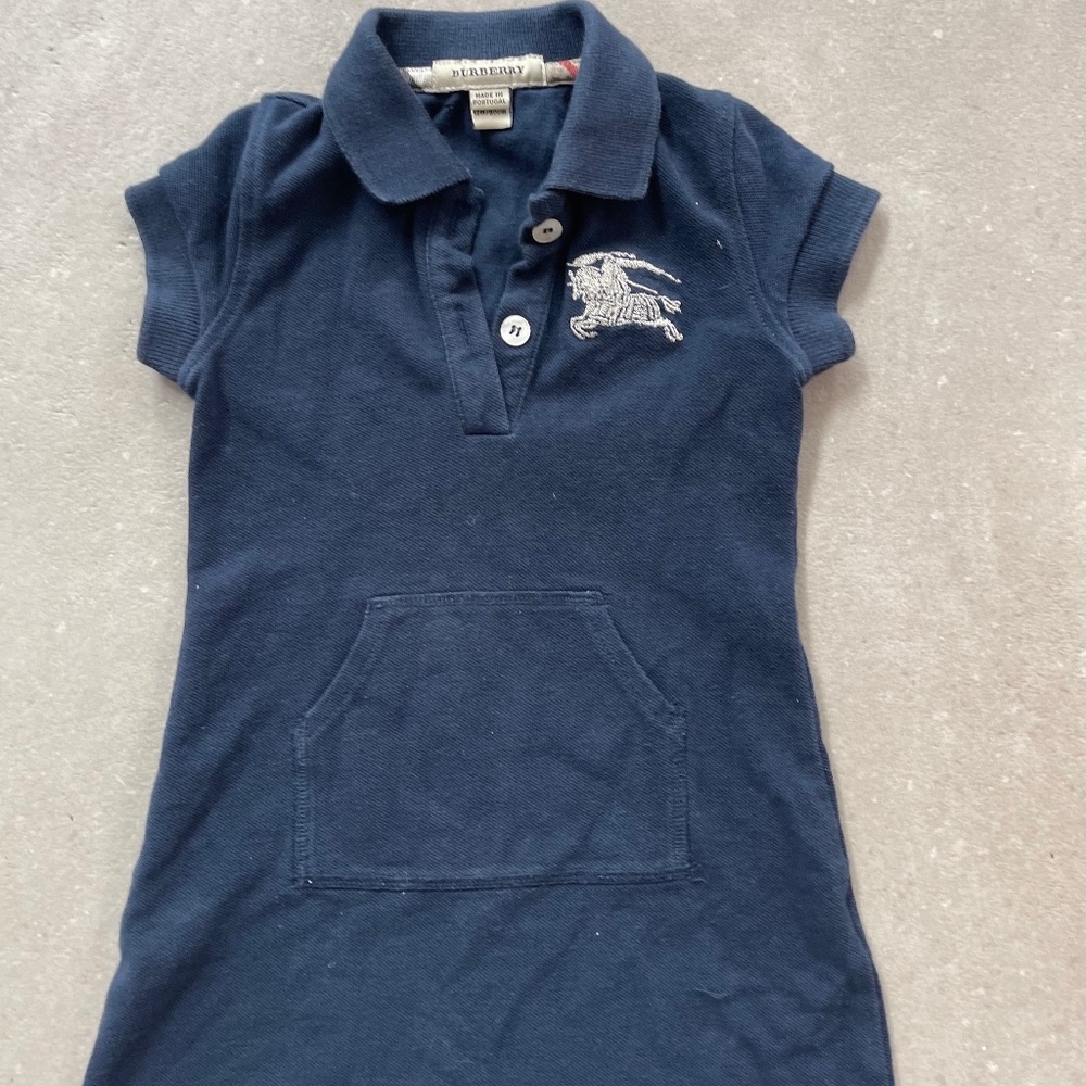 BURBERRY NAVY KNIT DRESS - 12 MONTHS